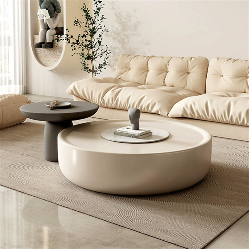 Kerti Modern Simple Round Coffee Table Home Cream Style Living Room Side Table Combination
